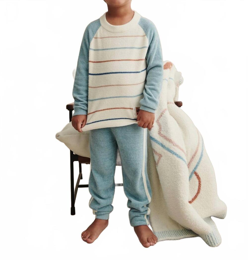 NEW BAREFOOT DREAMS toddler stripe pullover in freshwater multi